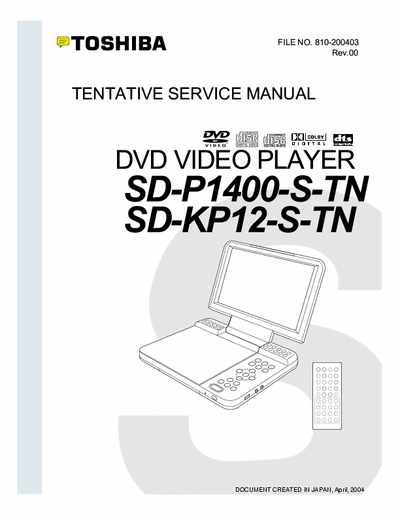 Toshiba SD-P1400, SD-KP12S 1 306 380 B, 12 pages